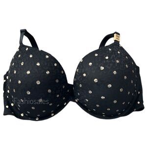 Victoria’s Secret Pink Wear Everywhere Push Up Bombshell padded bra black dots